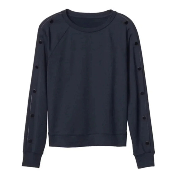 NEW Athleta Black Sweater Snappy Sweatshirt Long Sleeve Snap Button XS - Picture 3 of 9